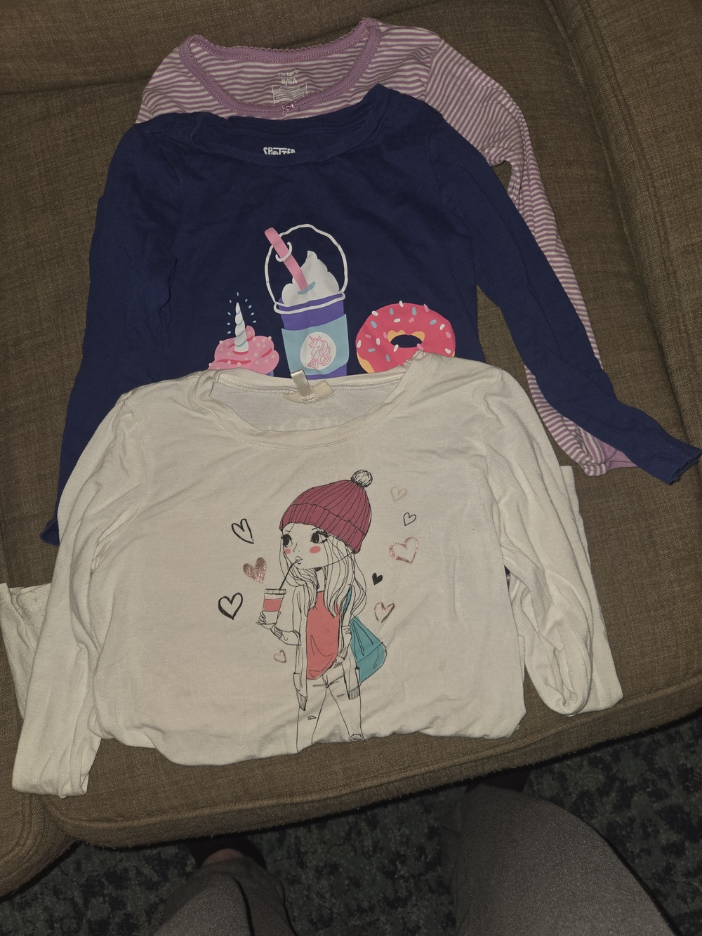 Kids Long Sleeve Graphic Tee - Pink, Navy & Cream (3-Pack)